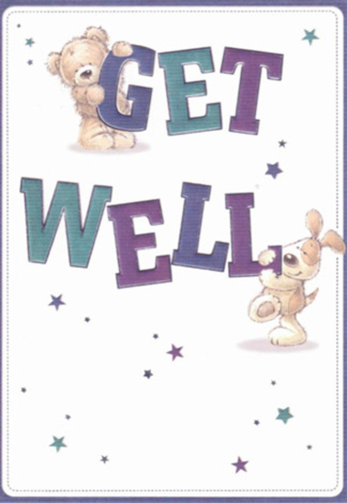 Capturing the essence of heartfelt encouragement, this get well card channels a sense of delight and sincerity, reminiscent of a hand-tied bouquet from a local West Ham flower shop. Two whimsical companions-a soft brown teddy and a floppy-eared cream puppy-share the spotlight, their warm, cuddly textures lovingly painted to invite comfort. Dancing around them are playful bursts of starlight, rendered in cool shades of purple and aqua, mirroring the evening sky over Memorial Park after a summer shower. The friendly, oversized typography draws the eye, with shading in deep indigos and sea greens, grounding the composition with modern flair and cheerful strength. The bear's fuzzy coat and puppy's velvety ears are illustrated in such inviting detail, you can almost feel the comfort they intend to convey. The luminous background bathes the scene in gentle light, symbolising the hope that comes with every new day, much like walking West Ham's tree-lined avenues at dawn. Best paired with a bright bouquet from a local florist, this card radiates positivity, perfect for uplifting friends, neighbours, or loved ones in need of healing throughout the East London community.